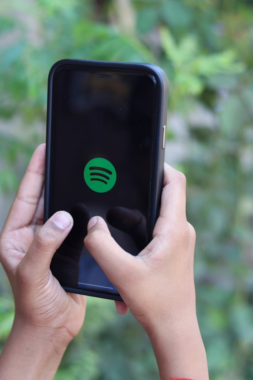 spotify logo on smartphone touchscreen