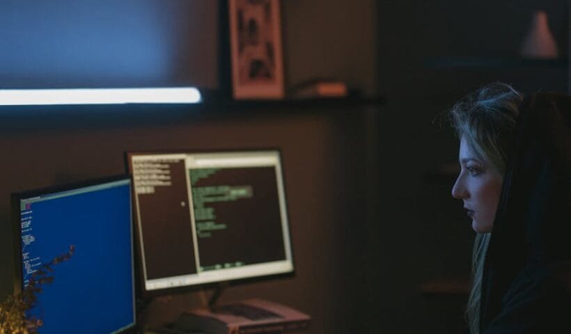 woman using a computer