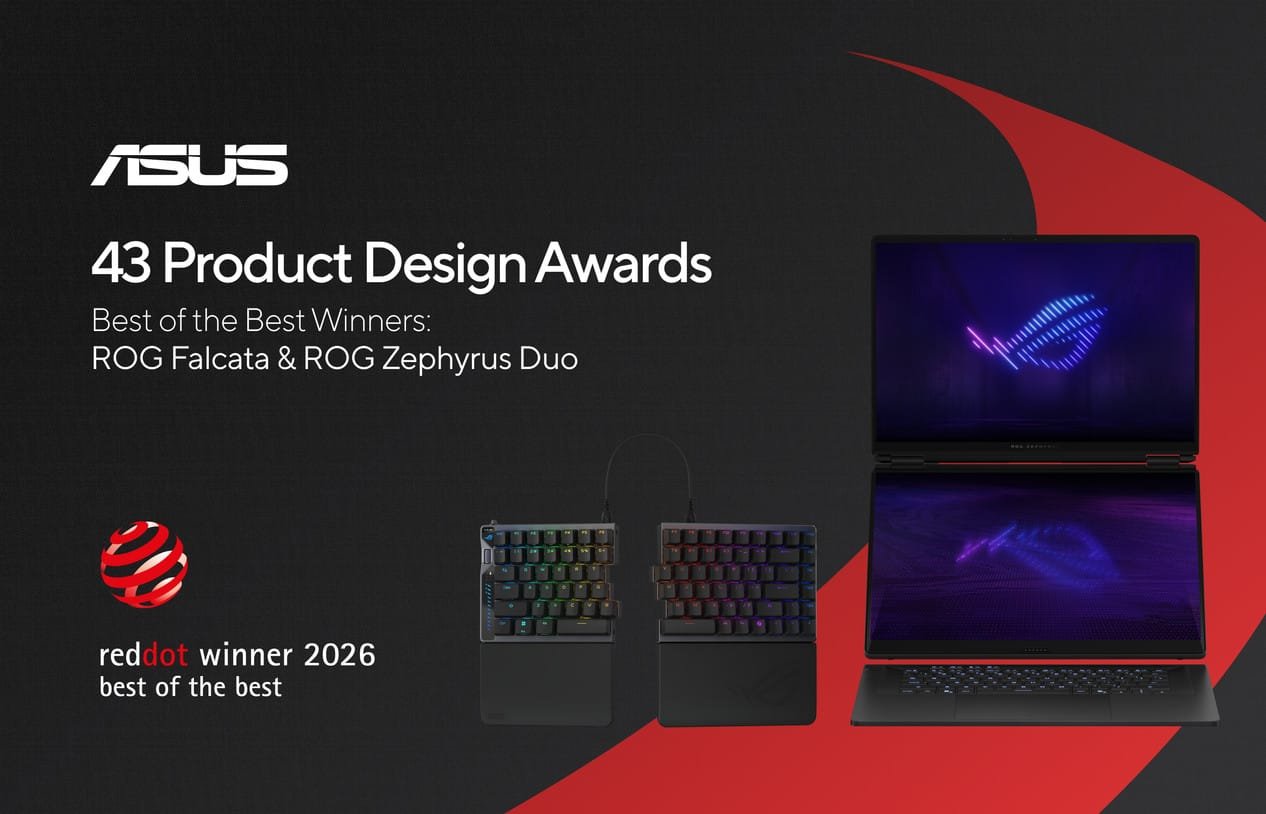 Asus y republic of gamers ganan 43 premios red dot al diseño de producto en 2026