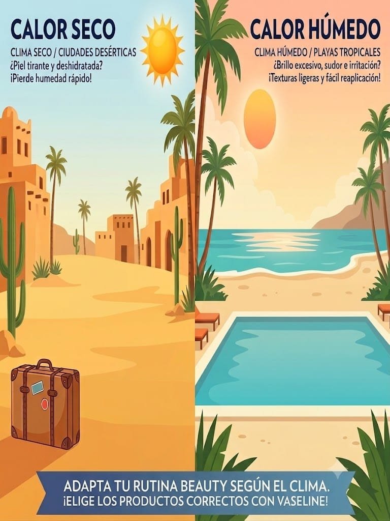 Cómo proteger la piel en destinos de calor seco y calor húmedo