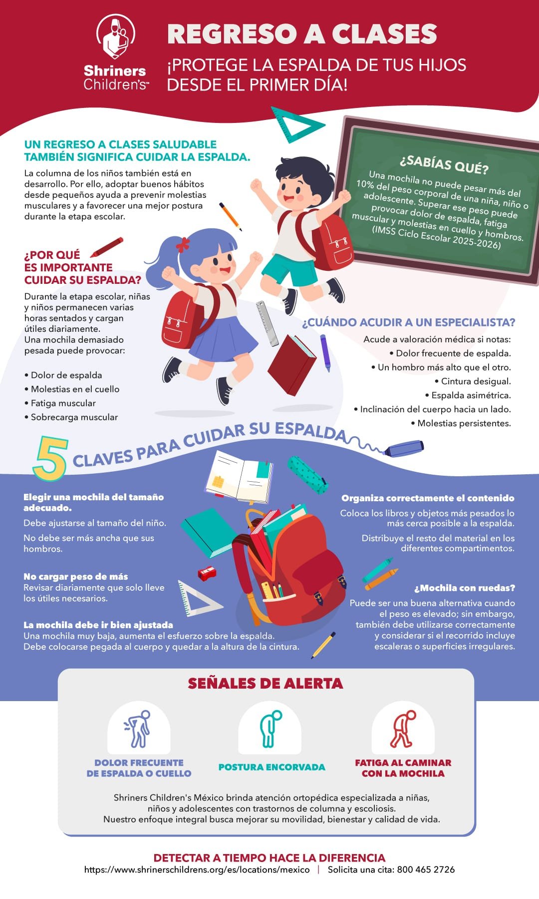 Protege la espalda en este regreso a clases con Shriners Children´s México